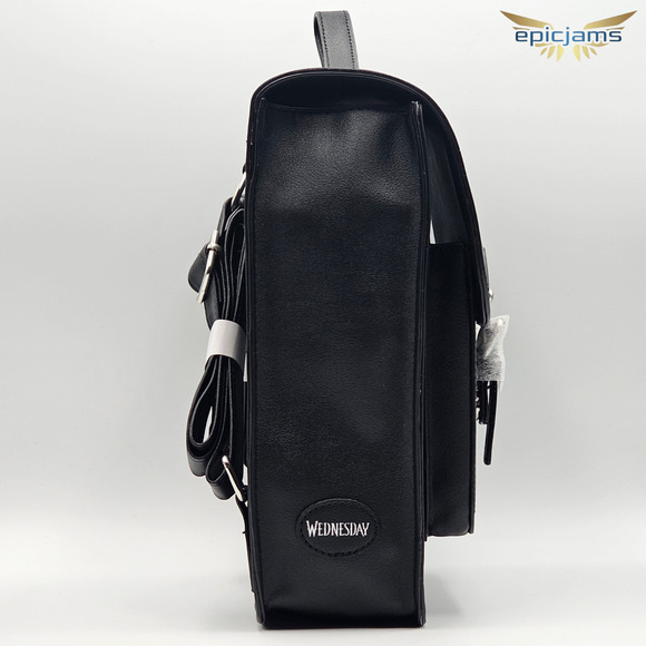 Wednesday The Addams Family Nevermore Academy Black Halloween Mini Backpack Bag - Picture 5 of 6
